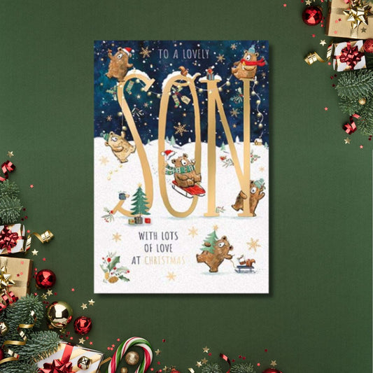 Son Christmas Card - Festive Bears