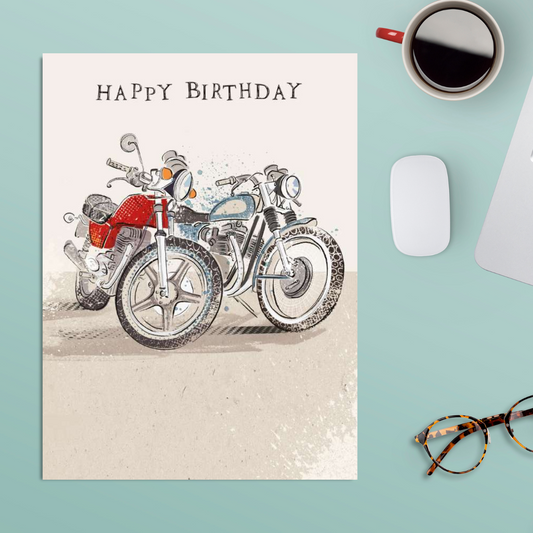 Birthday Wishes Card - Motorbike