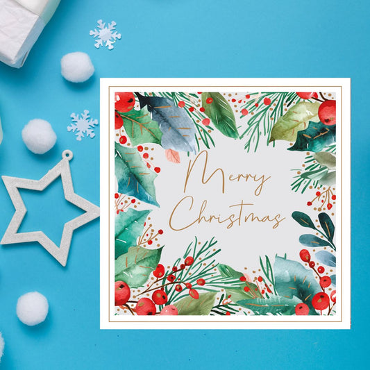 Charity Christmas Cards - 5 x Berry Wreath