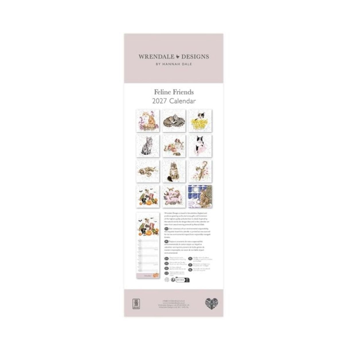 Wrendale Calendar 2027 - Feline Friends Slim Calendar