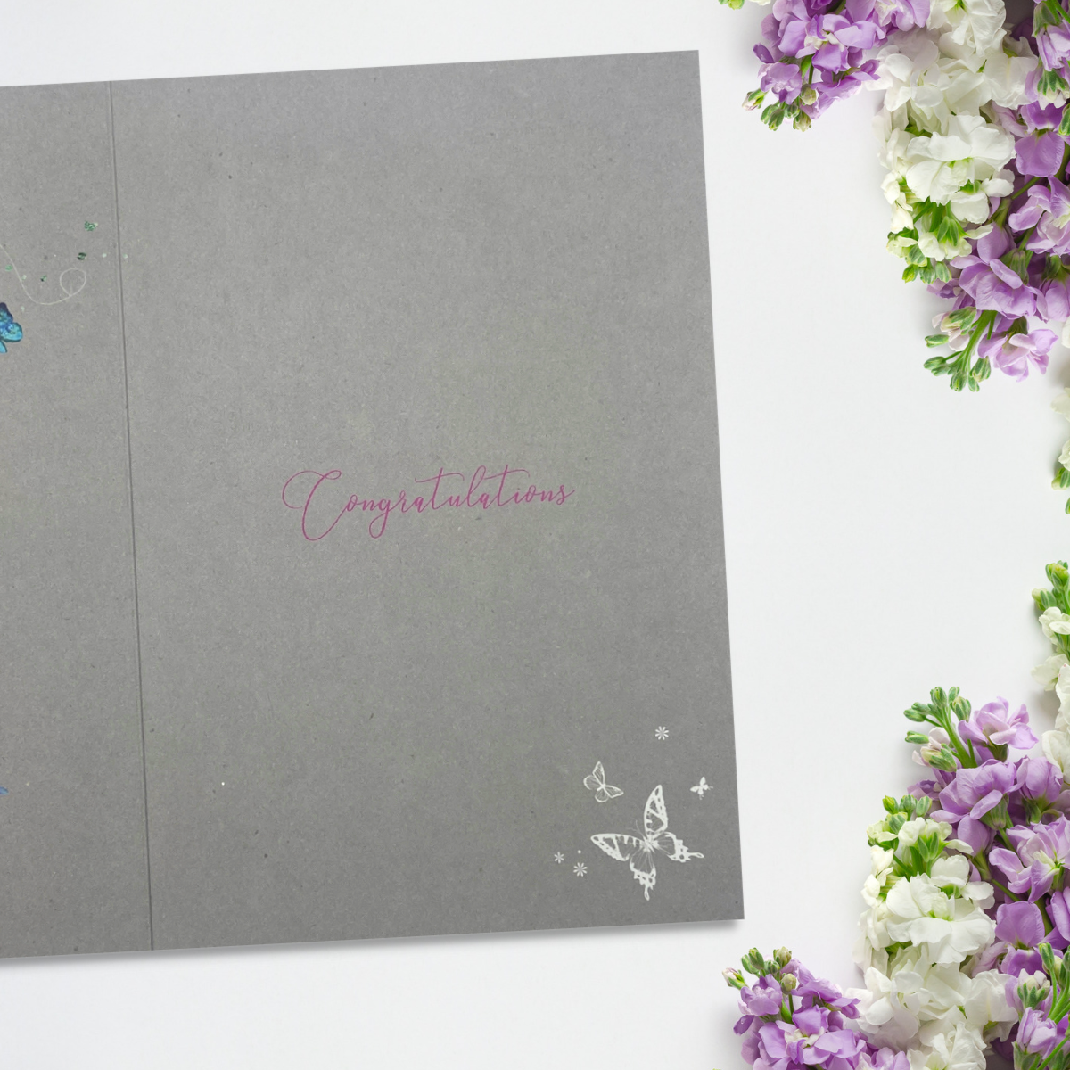 full colour inside with text and floral vase
