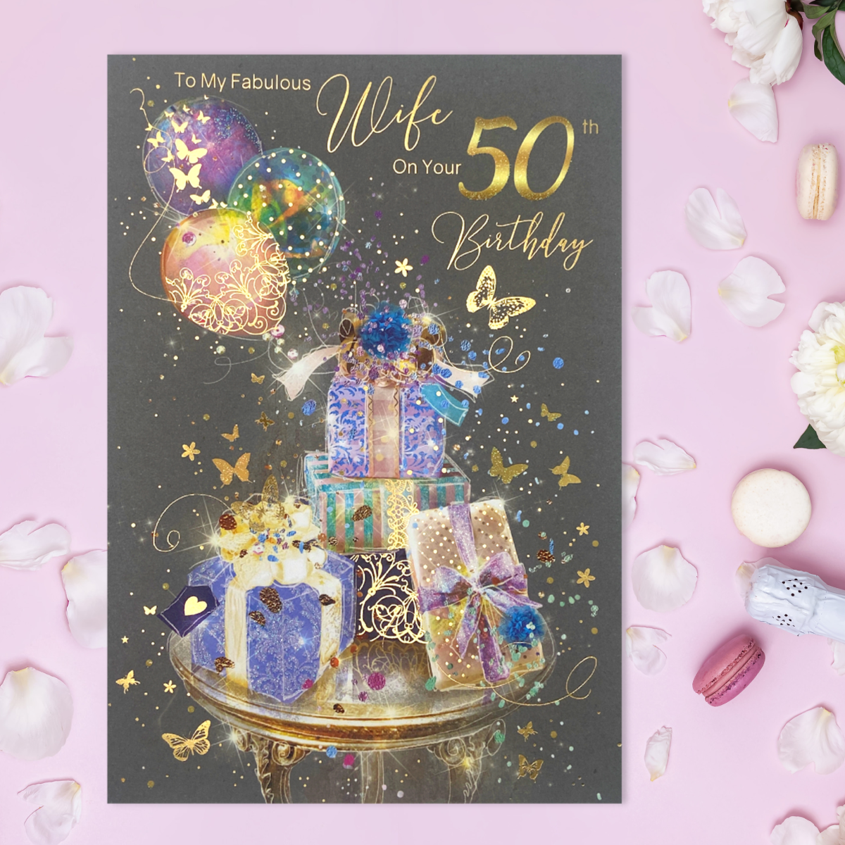 Wife 50th Birthday Card - Grace Large Floral Gifts & Balloons