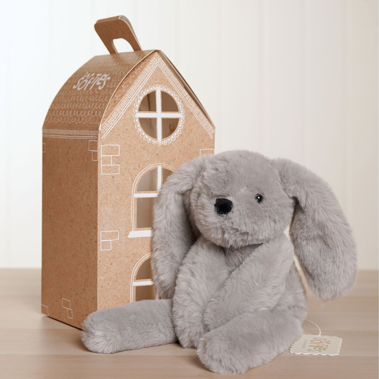 Softies - Theo The Plush Long Leg Grey Bunny 35 cm