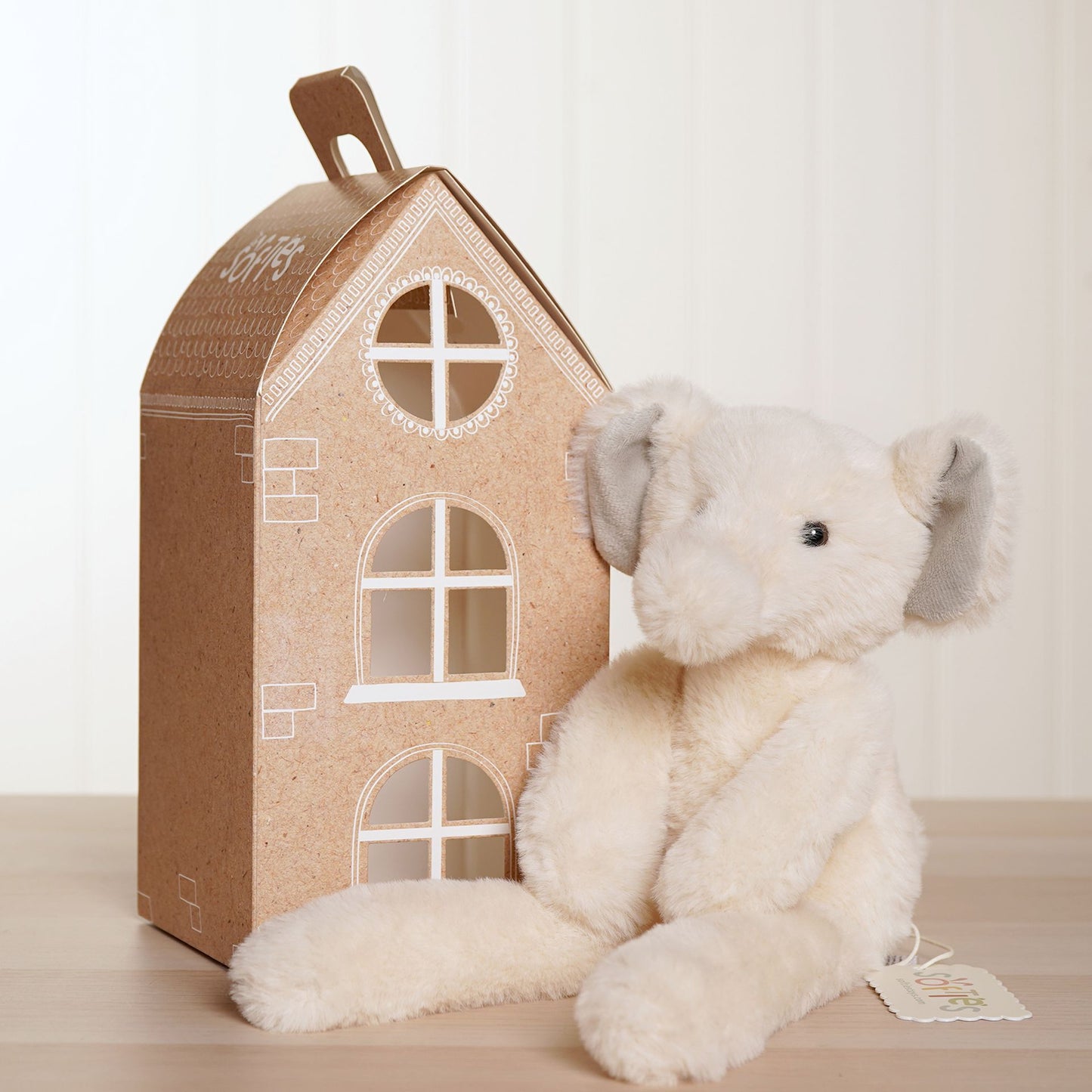 Softies - Ellie The Plush Long Leg Cream Elephant 35 cm