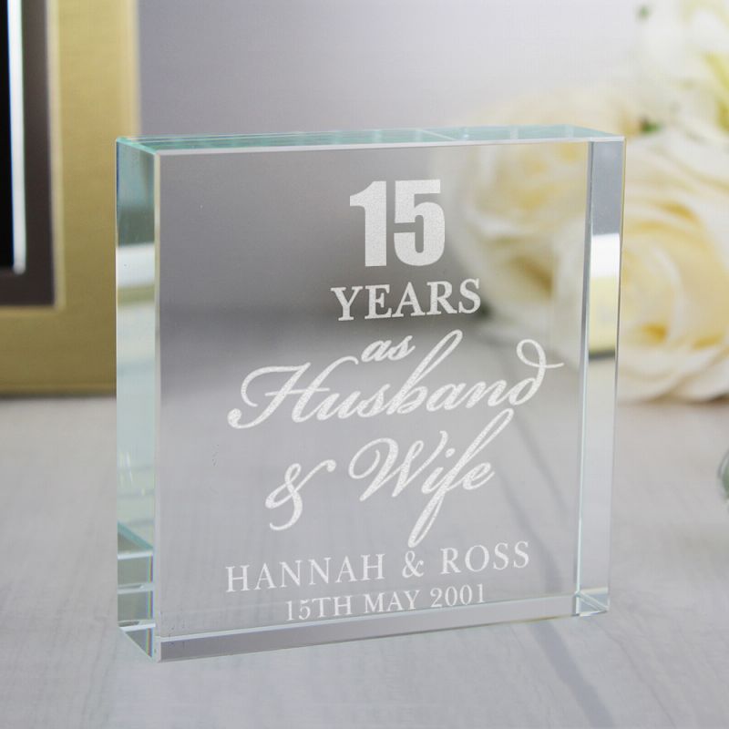 15th Anniversary Gift - Personalised Crystal Token