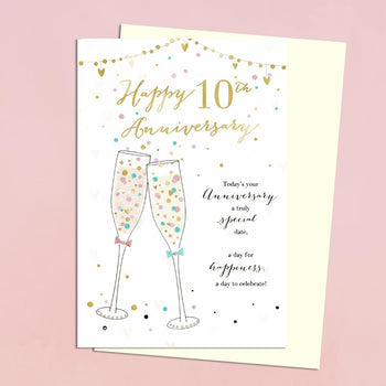 Happy 10th Wedding Anniversary Card - Champagne Toast