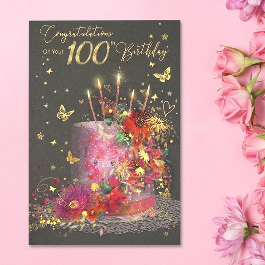 100th Birthday Card - Grace Birthday Cake