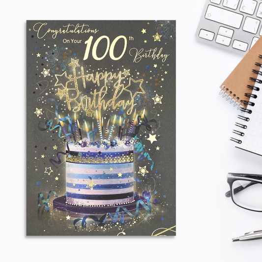 100th Birthday Card - Grayson Birthday Cake