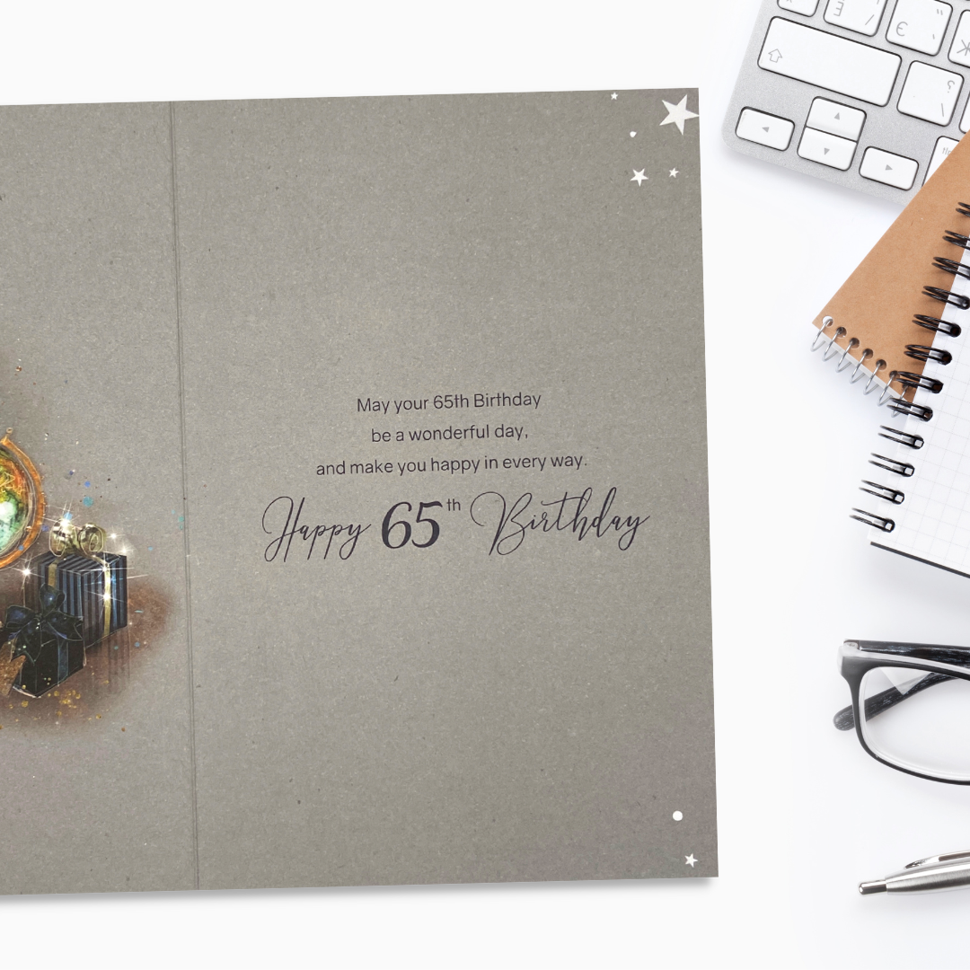 65th Birthday Card - Grayson Around The World