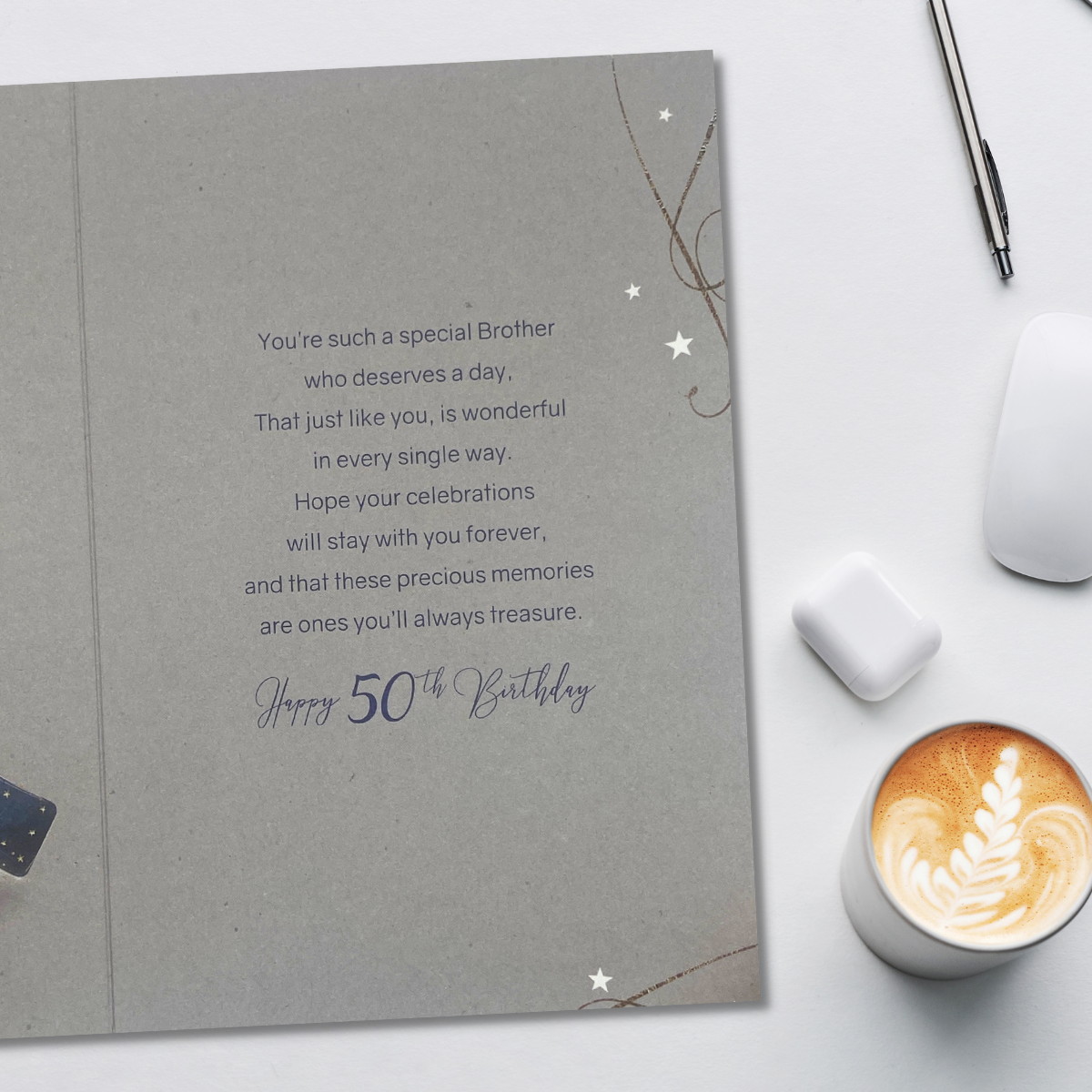 Brother 50th Birthday Card - Grayson Red Wine & Gifts