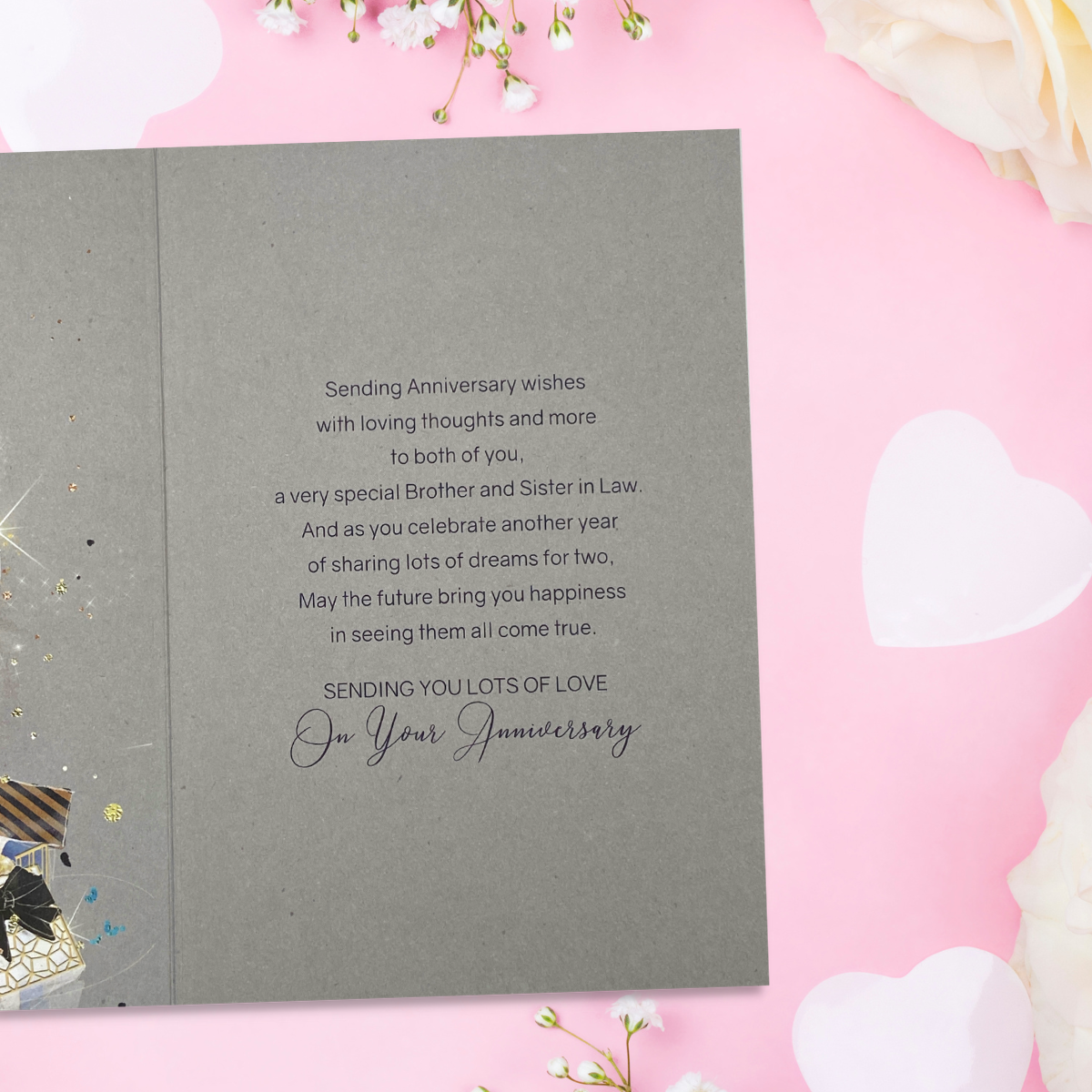 Brother & Sister-In-Law Wedding Anniversary Card - Grace Champagne & Flutes