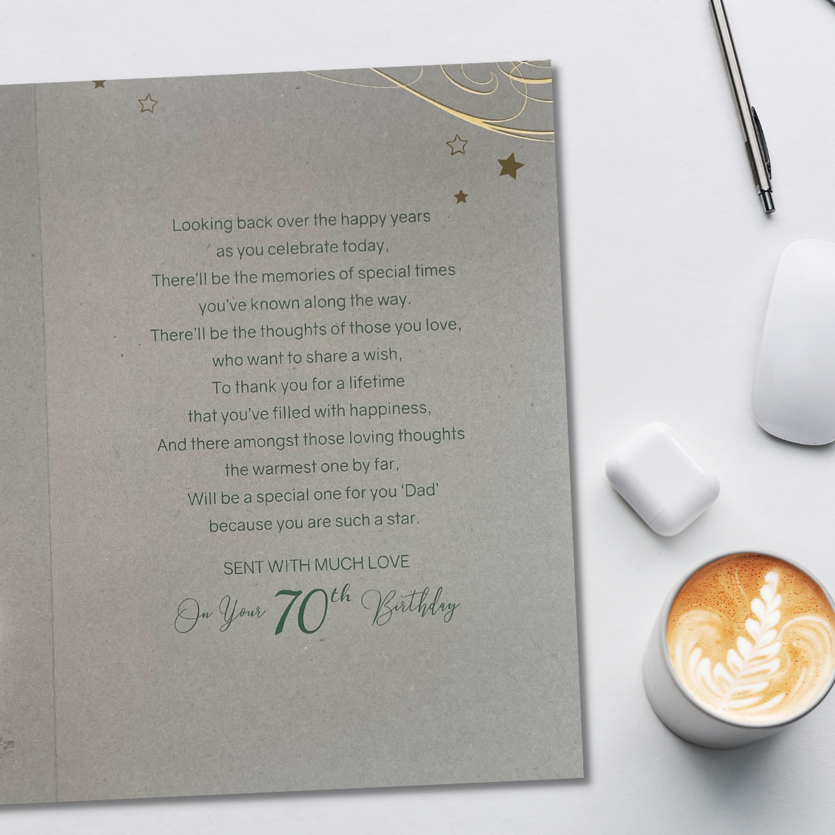 Dad 70th Birthday Card - Grayson Classic Car Large