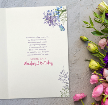 Daughter Birthday Card - Butterflies & Flowers