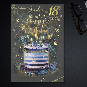 Grandson 18th Birthday Card - Grayson