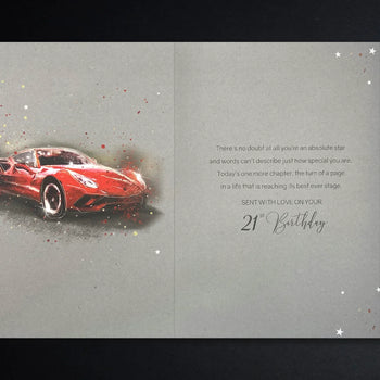 Grandson 21st Birthday Card - Grayson Red Sports Car