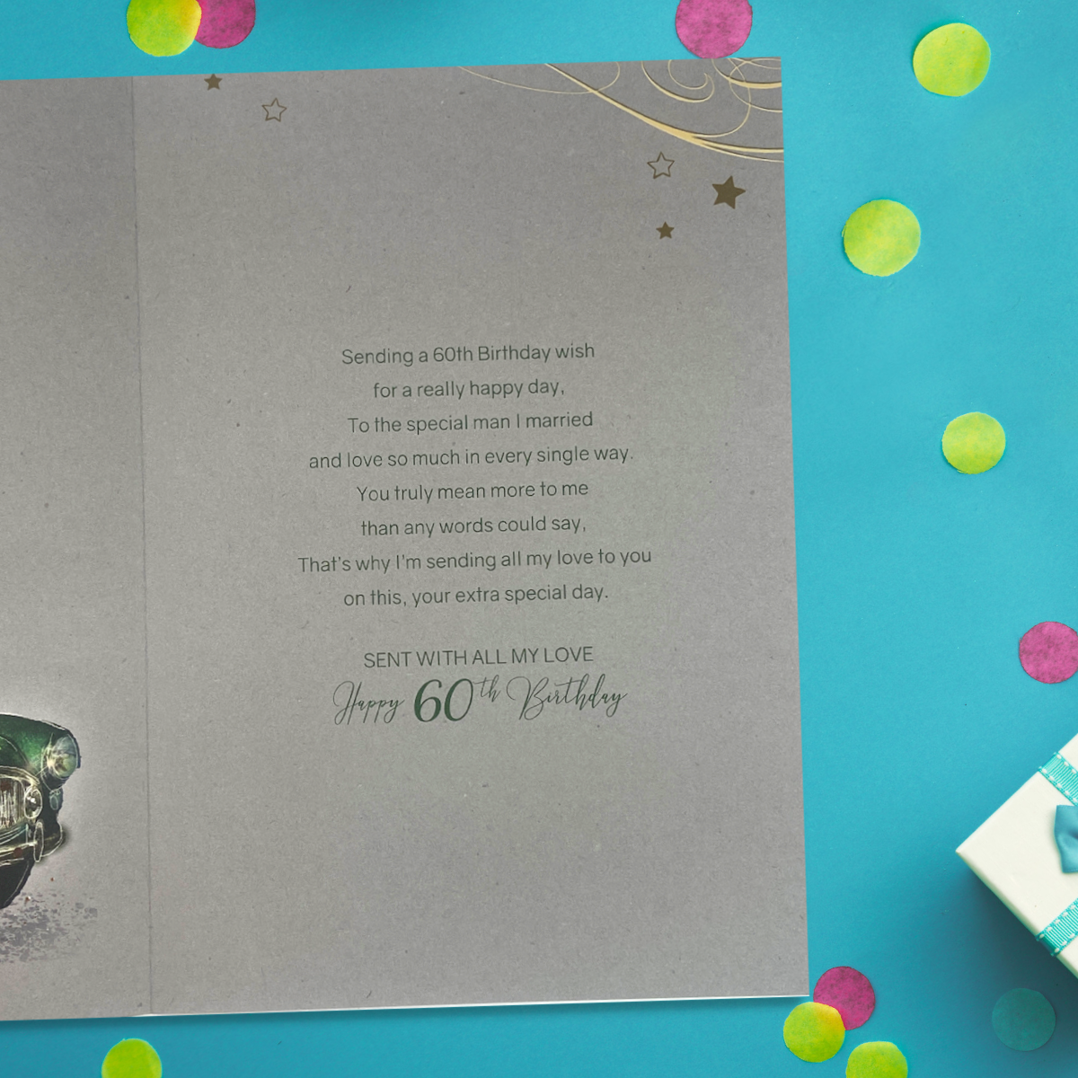 Husband 60th Birthday Card - Grayson Classic Car Large