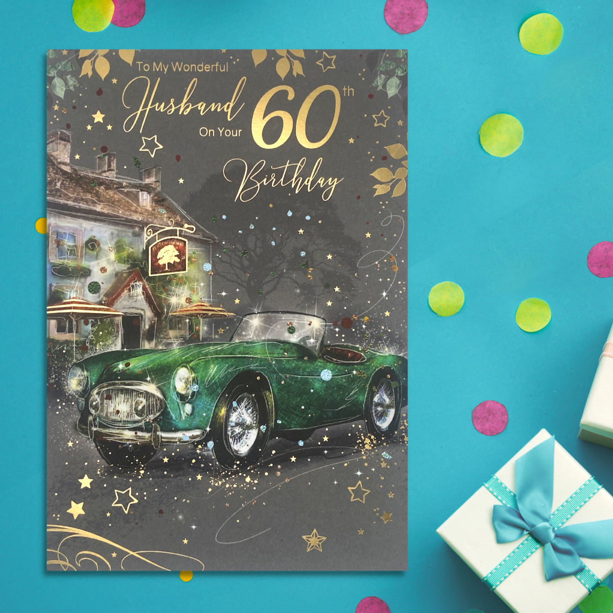 Husband 60th Birthday Card - Grayson Classic Car Large