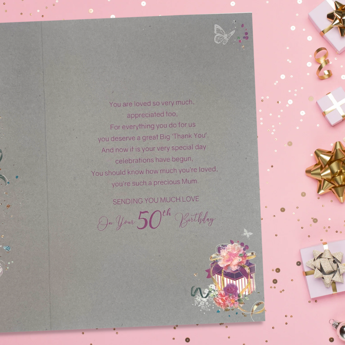 Mum 50th Birthday Card - Grace Prosecco & Gift Large