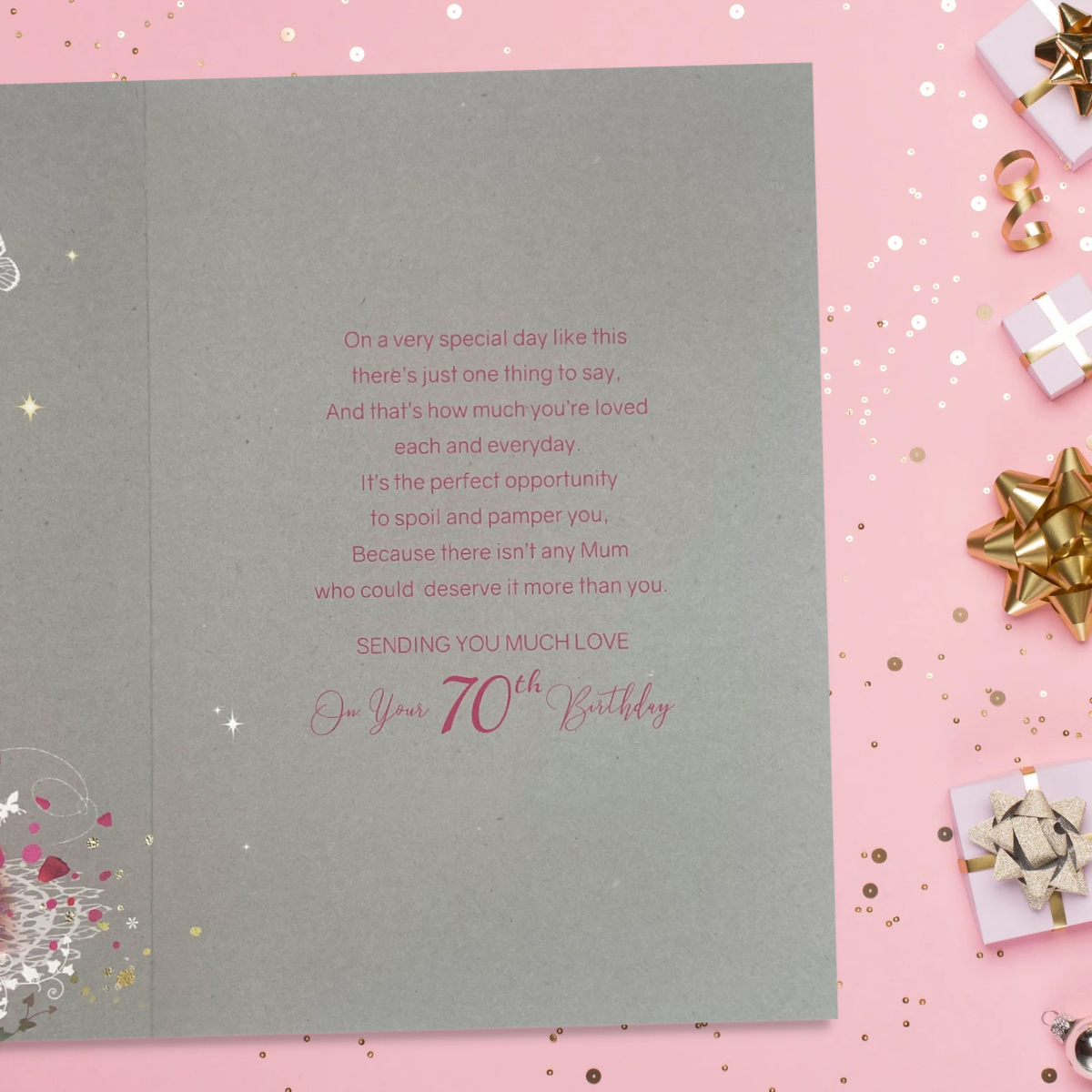 Mum 70th Birthday Card - Grace Floral Cake & Candles