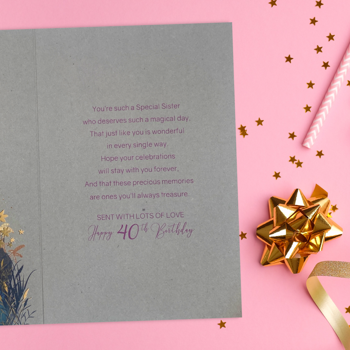 Sister 40th Birthday Card - Grace Peacock