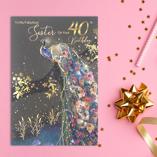 Sister 40th Birthday Card - Grace Peacock