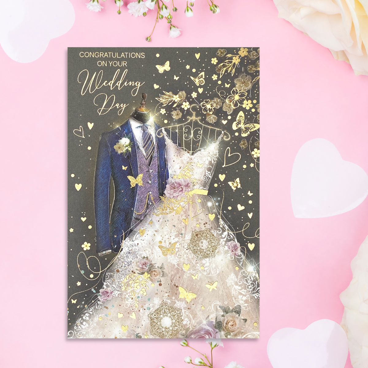 Wedding Day Card - Grace Beautiful Dress & Suit