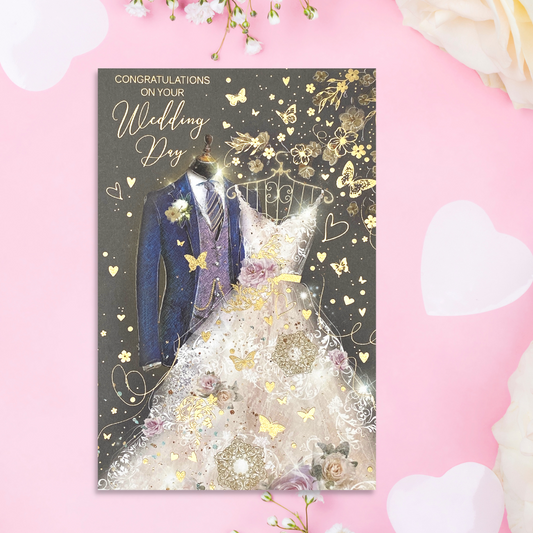 Wedding Day Card - Grace Beautiful Dress & Suit