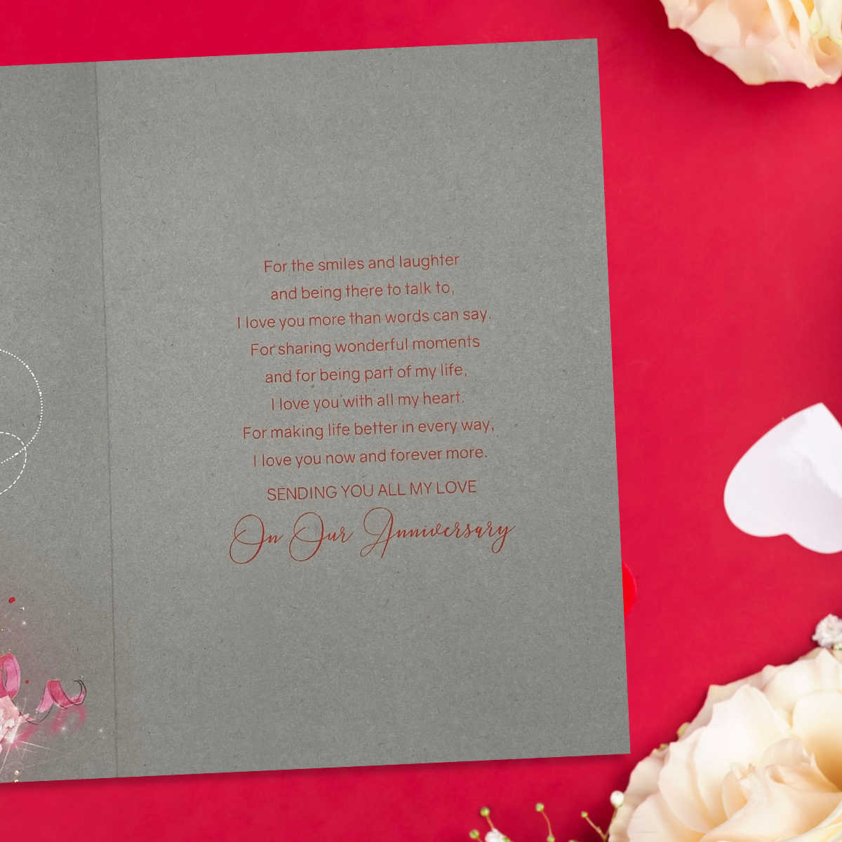Wife Anniversary Card - Grace Red Roses Large