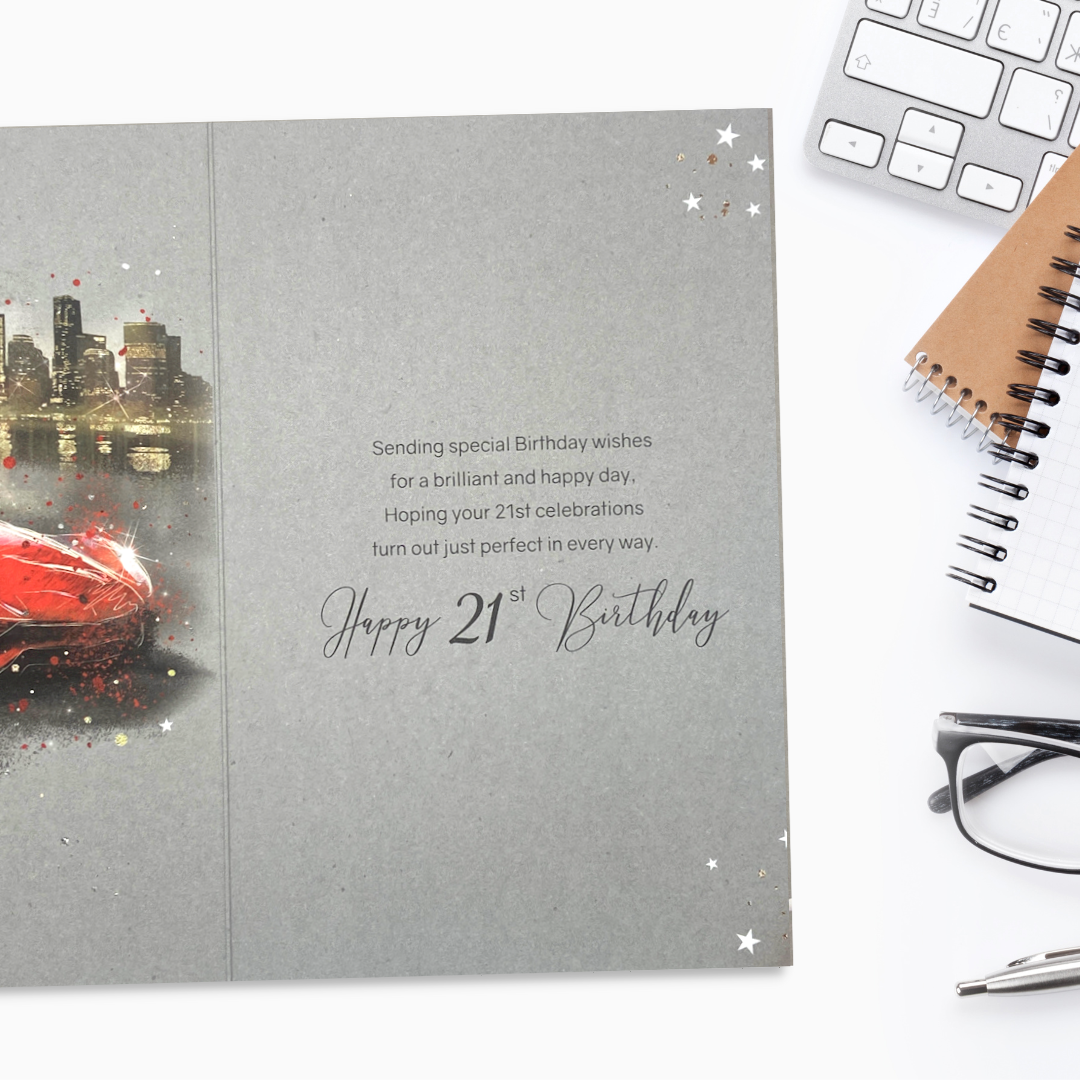 21st Birthday Card - Grayson Red Sports Car