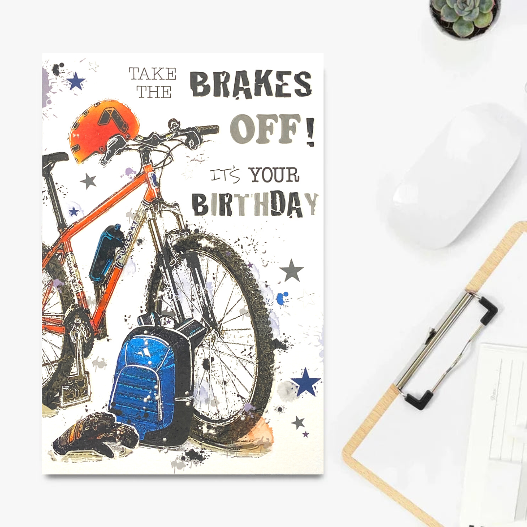 Graffix Birthday Card - Take The Brakes Off Cycling