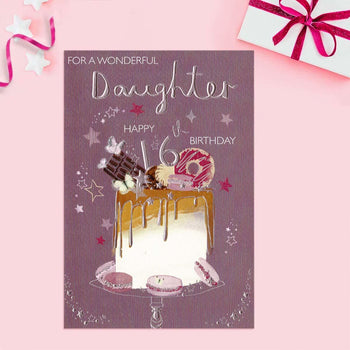 Daughter 16th Birthday Card - Make Your Wish Birthday Cake