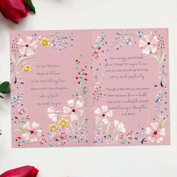 Daughter Birthday Card - 3-Fold Eternal Flowers