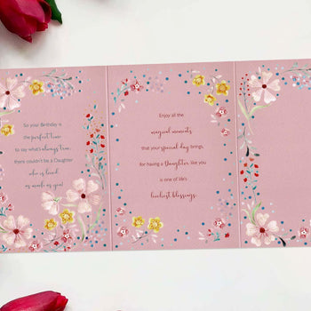 Daughter Birthday Card - 3-Fold Eternal Flowers