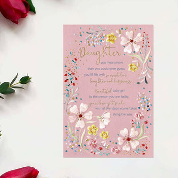 Daughter Birthday Card - 3-Fold Eternal Flowers