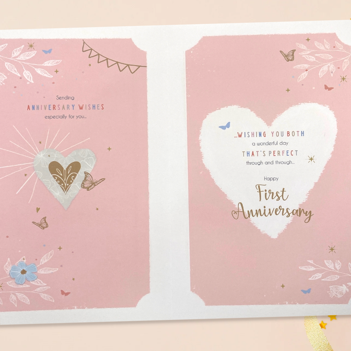 Daughter & Son-In-Law 1st Wedding Anniversary Card - Pavillion Hearts
