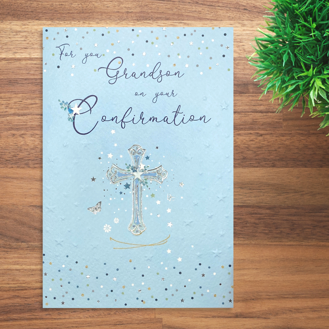 Confirmation Card - Grandson Pretty In Peach
