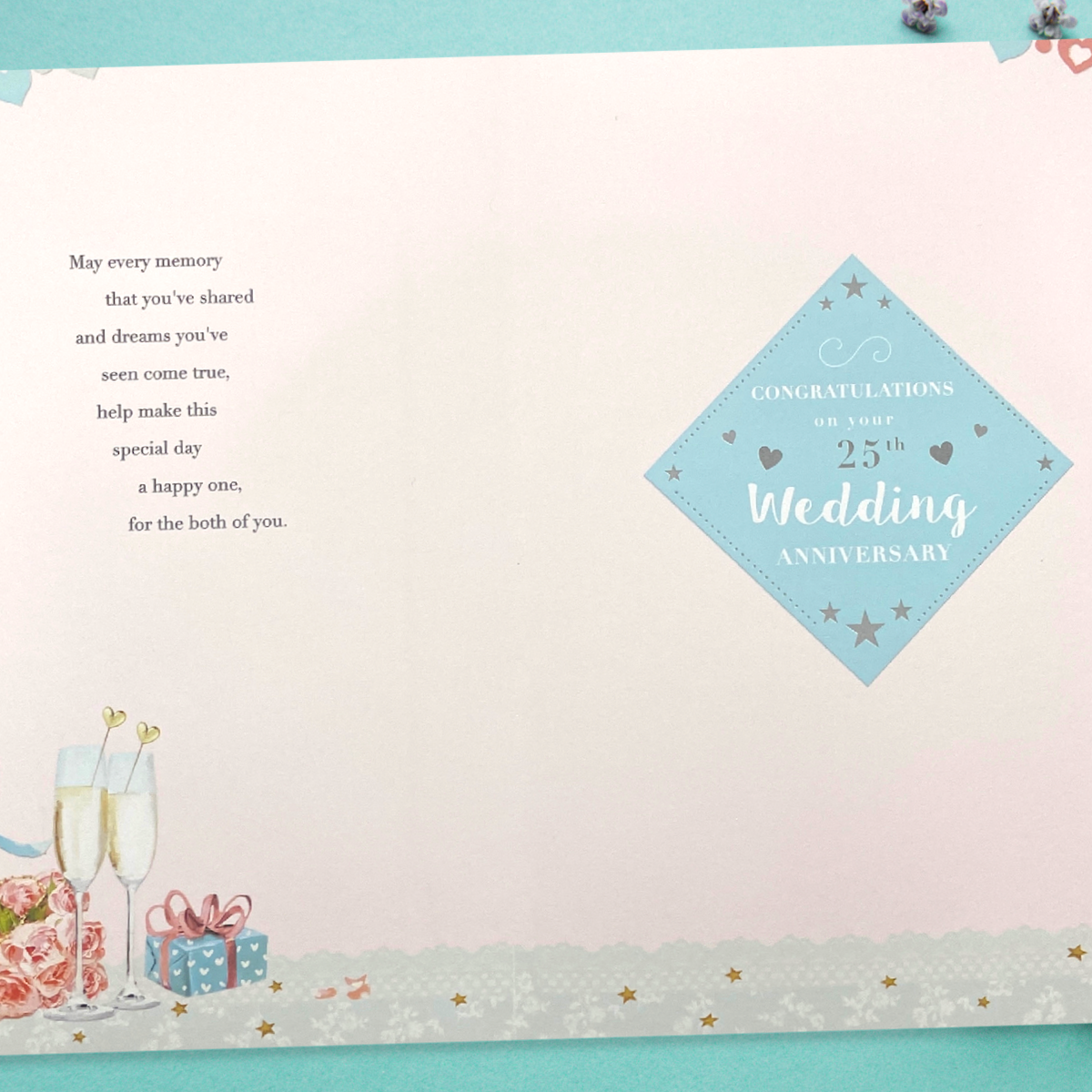 Silver Wedding Anniversary Card - 25th Avec Amour Sparkle