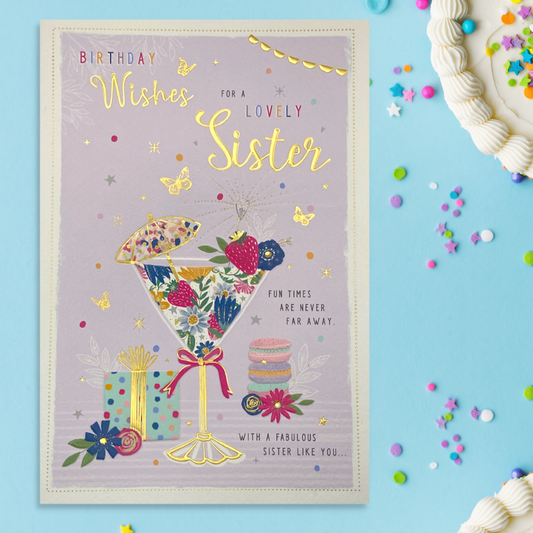 Sister Birthday Card - Pavillion Cocktail & Macarons