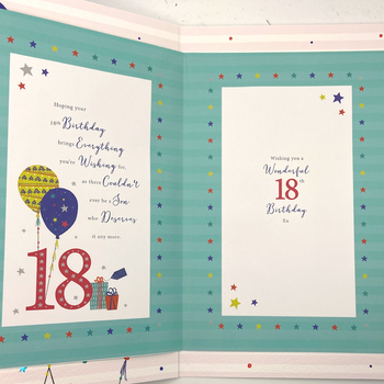 Son 18 Birthday Card - Balloons & Gifts Large