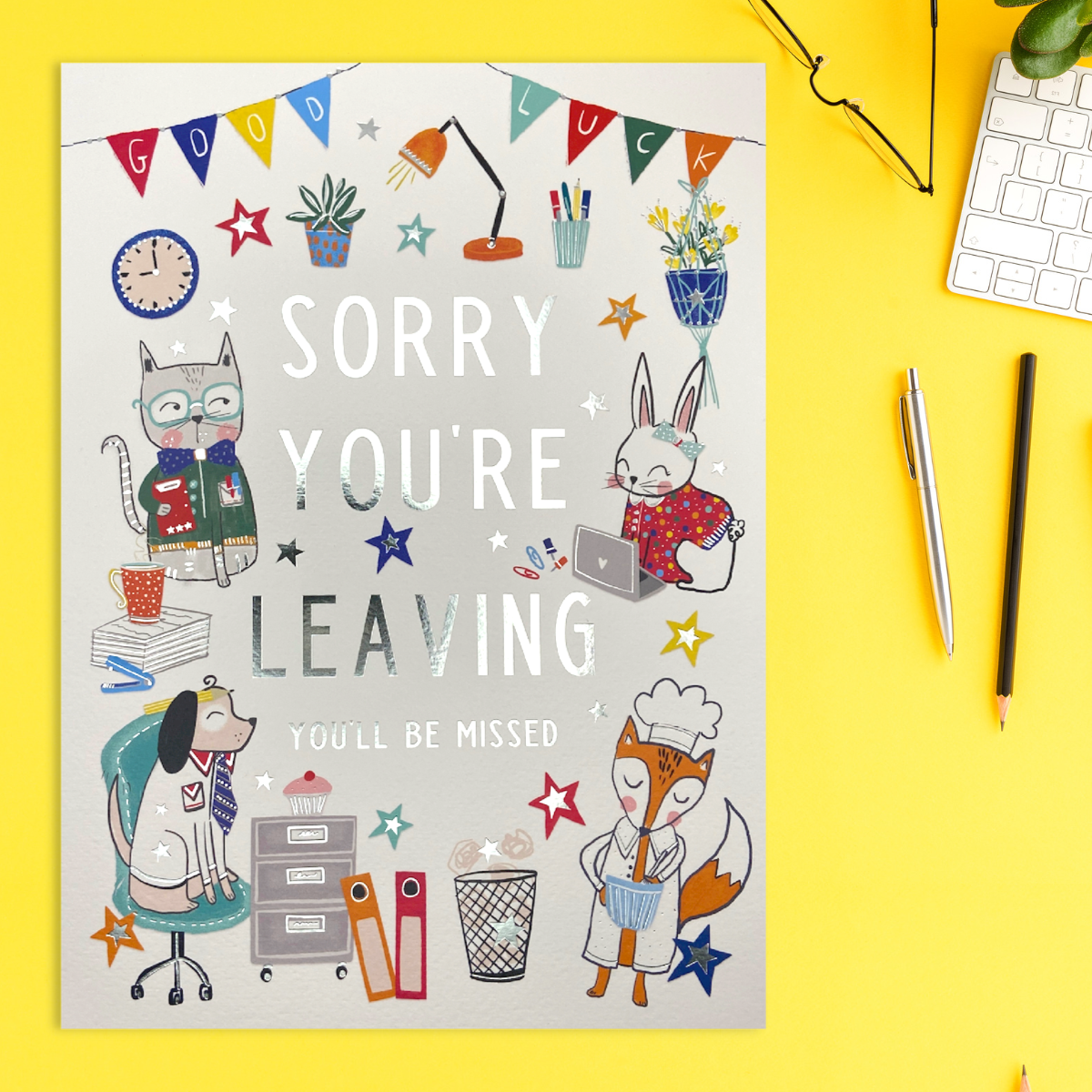 Sorry You're Leaving Card - Pavillion Large Animals At Work