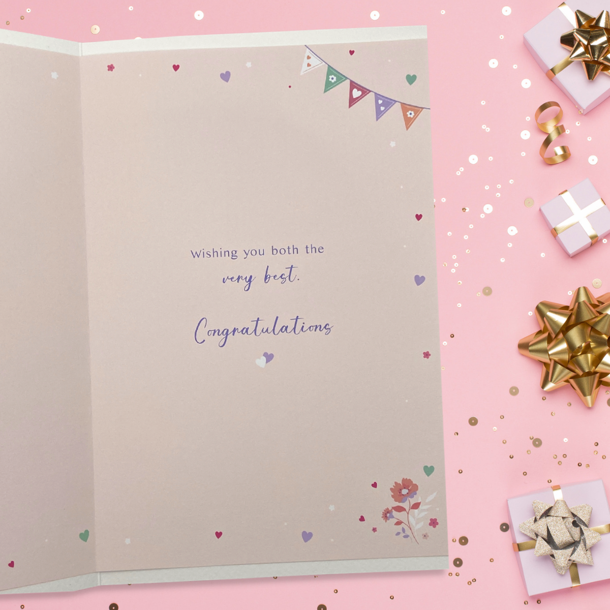 Wedding Day Card - Just For You Twin Hearts