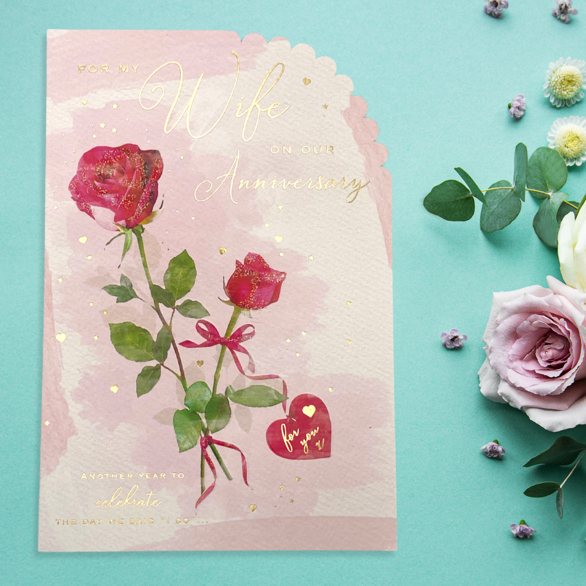 Wife Anniversary Card - Brighstone Sparkle Roses