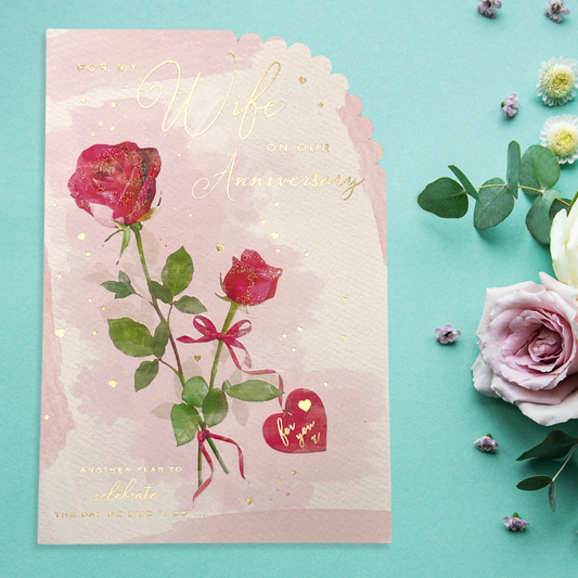 Wife Anniversary Card - Brighstone Sparkle Roses