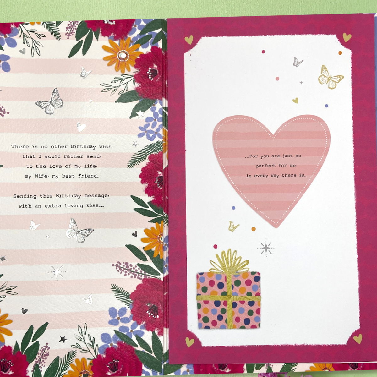 Wife Birthday Card - Pavillion Decoupage Large Gift & Flowers