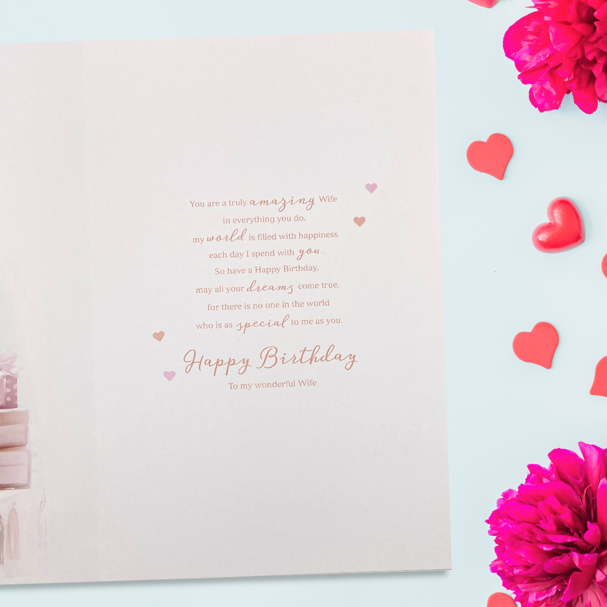 Wife Birthday Card - Cake & Balloons Large