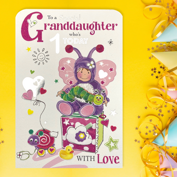 Granddaughter 1st Birthday Card - Twingles Butterfly