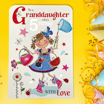 Granddaughter 5th Birthday Card - Twingles Flowers