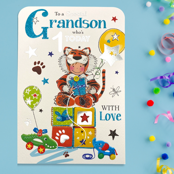 Grandson 1st Birthday Card - Twingles