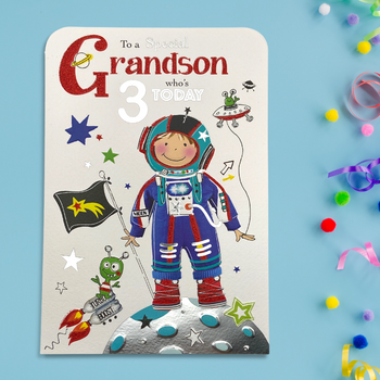 Grandson 3rd Birthday Card - Twingles Astronaut