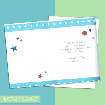 Son 1st Birthday Card - Fudge & Friends Large